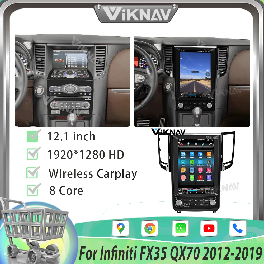 12.1 Palca Avtomobilski Stereo Radio Za Infiniti FX35 QX70 2012-2019 Multimedijski Predvajalnik HD Zaslon Carplay 2 DIN GPS Navigacija Auto