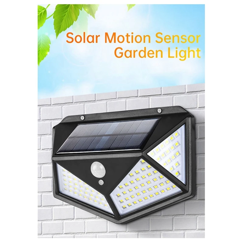 4Piece Prostem Solar Powered Vrt Lučka Nepremočljiva Senzor Gibanja Sončne 100 LED Wall Vrt