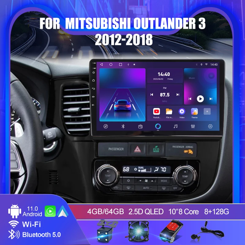 8GRAM+128GROM Za MITSUBISHI OUTLANDER3 2012-2018 2 din Android 10.0 4G NETO Avto Radio Multimedijski Predvajalnik Videa, BT FM WiFi carplay