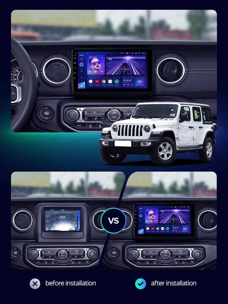 Avto Multimedijski Predvajalnik, Android, Velik Zaslon Pralni Navigacijske Vožnje Snemalnik HD Predvajalnik za Jeep WRANGLER 2018