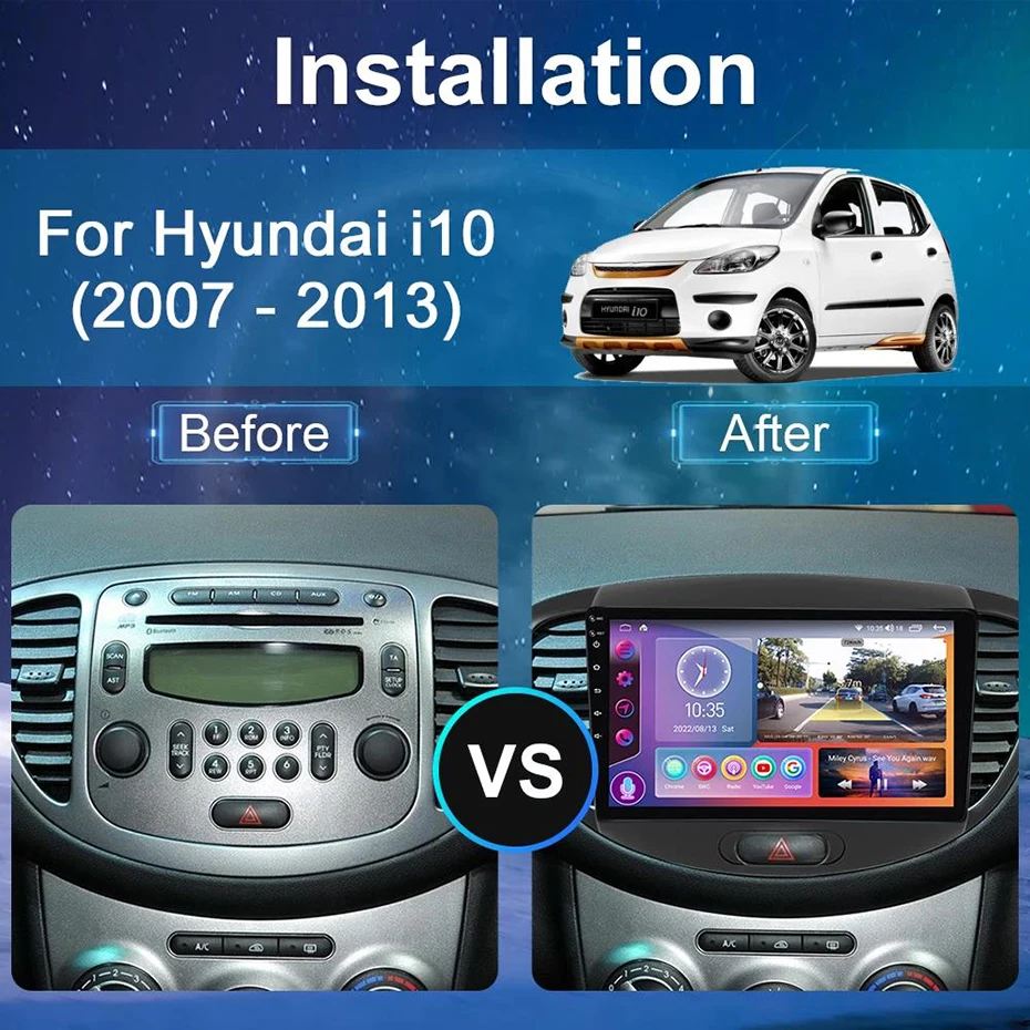 Avto Radio Multimedijski Predvajalnik Hyundai i10 2007 2008 2009 2010-2013 Android Avto GPS Navigacija 2Din Brezžični Carplay Vodja Enote