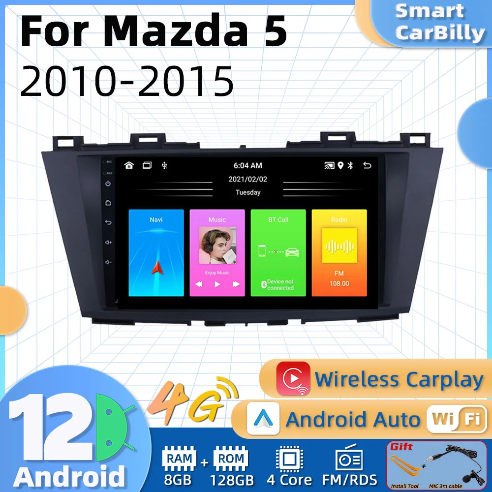 Avto Radio za Mazda 5 2010-2015 2 Din Zaslon Android Avtomobilski Stereo sistem GPS Navigacija WIFI Večpredstavnostna 4G Video Predvajalnik Autoradio Carplay