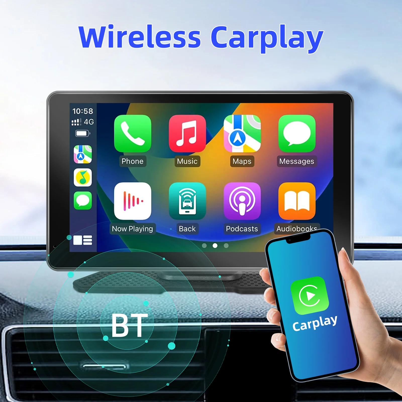 Camecho 7-palčni Zaslon Brezžični Carplay & Android Auto Avto, Prenosni Predvajalnik, Smart Glasovni Nadzor Apple Aiplay Bluetooth Večpredstavnostnih