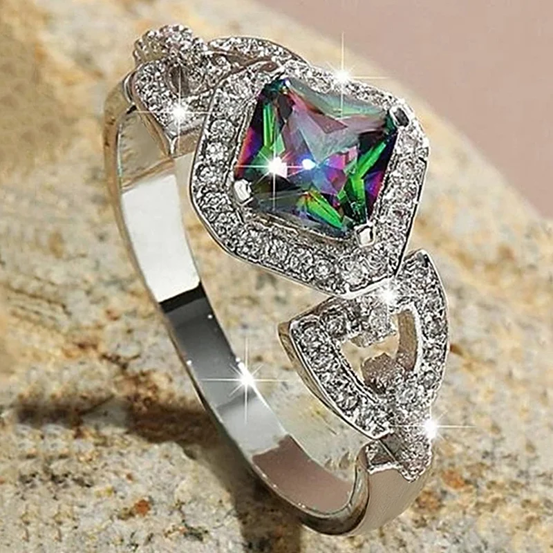 CAOSHI Čudovite Pisane Crystal Ring Lady Trendy Ženske Udejstvovanje Stranka Nakit Razkošje Prst Pribor za Poročni Obred