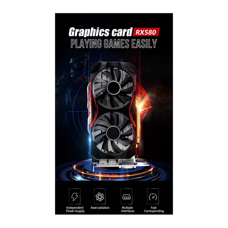Grafične Kartice RX580 8G 2048SP Gaming Grafične Kartice GDDR5 256Bit Radeon PCI-Express 3.0 X16, Desktop Video Kartice