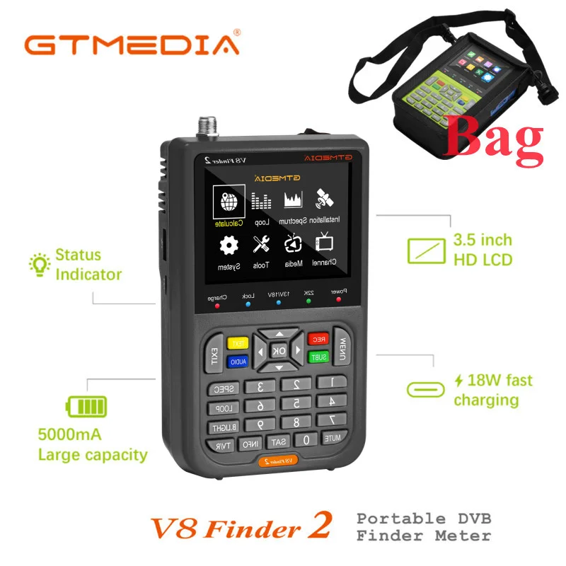 GTMEDIA V8 Finder 2 Digitalni Satelitski Signal Finder DVB-S/S2/S2X 1080P HD H. 265 V8 Finder2 TV Satfinder Bolje Kot Finder Meter