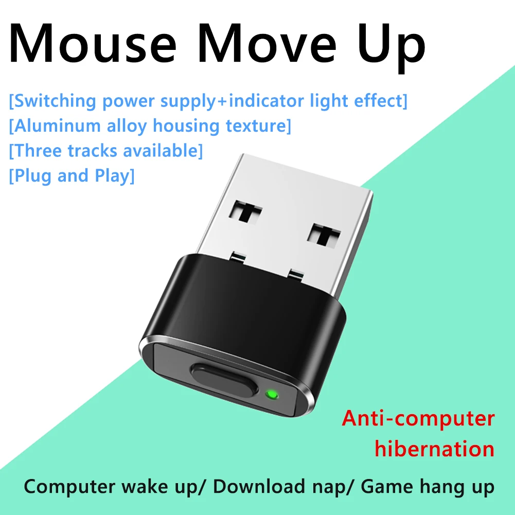 Mini Samodejno Miško Jiggler Mover ON/Off Gumb Miške USB, Gibanje Simulator Plug and Play Ohranja Buden za Prenosni računalnik Desktop