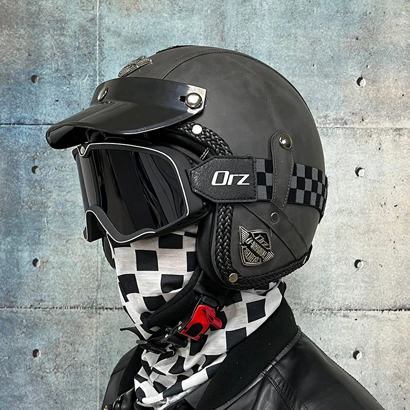Najnovejše VOSS Retro Motoristična Čelada capacetesPU Usnje Odprto Obraz 3/4 Chopper Kolesarska Čelada PIKA jet čelada