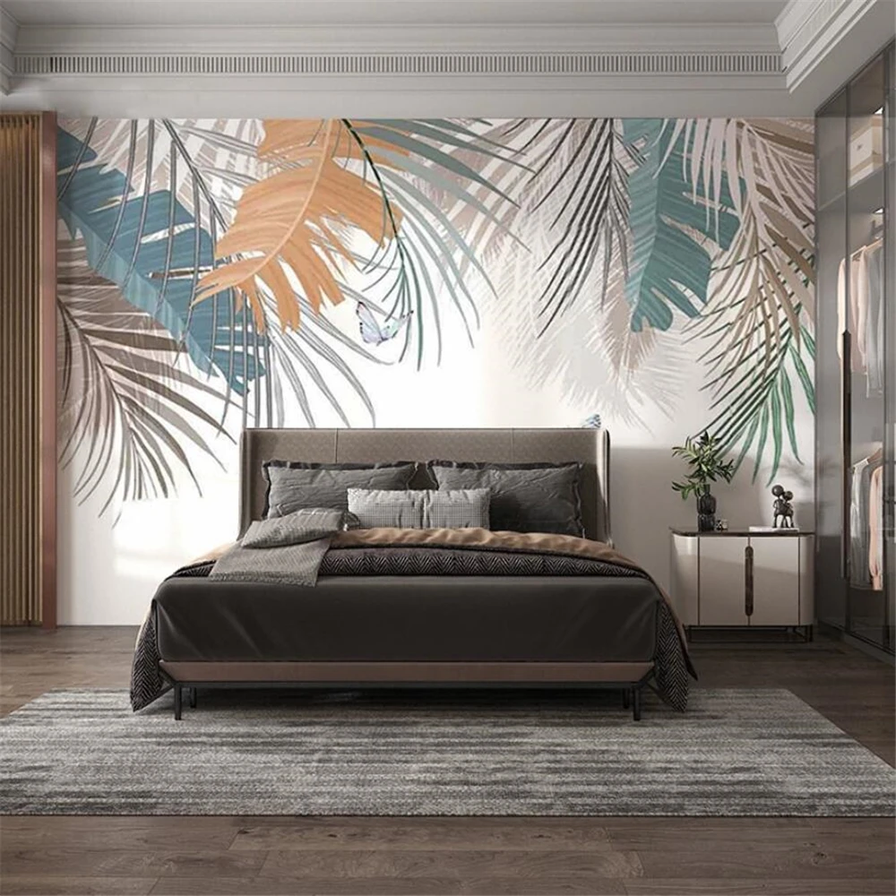 po meri Sodobne minimalistične TV sliko za ozadje dnevna soba tropskih rastlin 3D stene papirja doma dekor kavč spalnica stenske nalepke