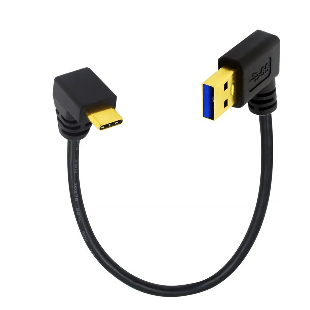 Pozlačeni 90 stopinj USB 3.0 (Tip A) Moški-USB3.1 (Tip C)Moški Gor/Dol Kota USB za Sinhronizacijo Podatkov & Polnjenje Kabel Connecto