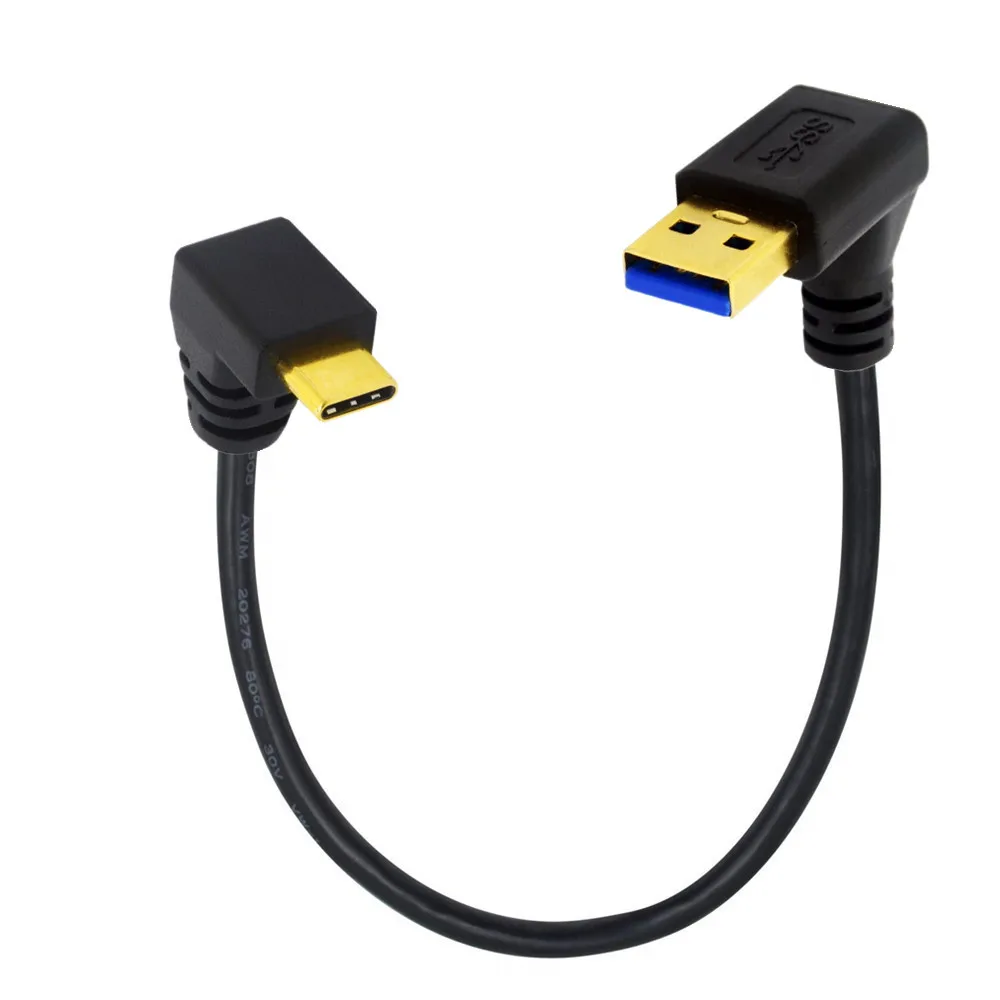 Pozlačeni 90 stopinj USB 3.0 (Tip A) Moški-USB3.1 (Tip C)Moški Gor/Dol Kota USB za Sinhronizacijo Podatkov & Polnjenje Kabel Connecto