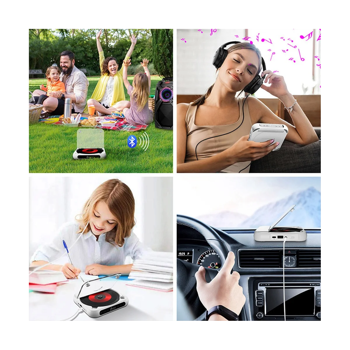 Prenosni CD Predvajalnik Bluetooth Zvočnik,LED Zaslon, Stereo Igralec, Stene Ansi CD Predvajalnik z FM Radio-Črna