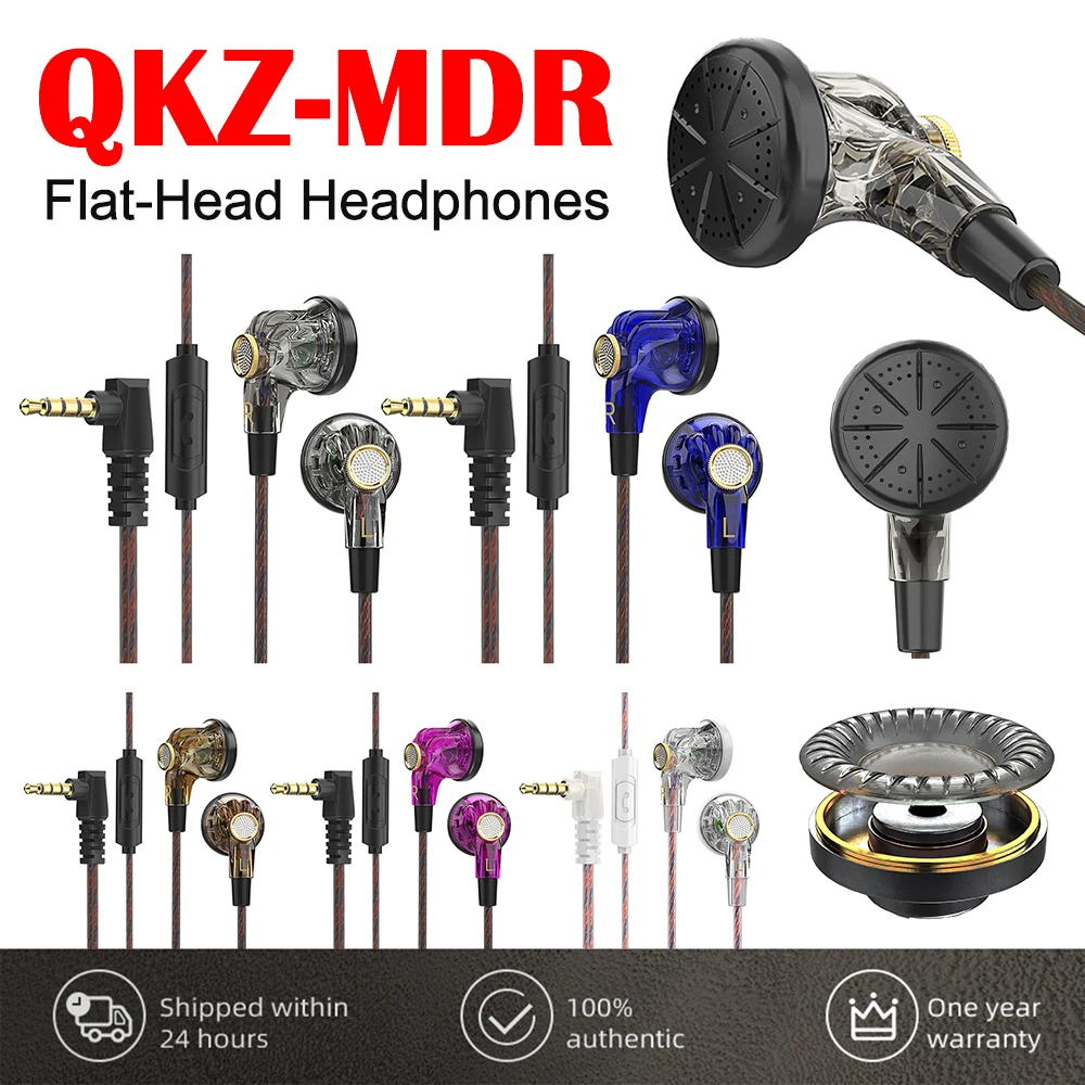 QKZ MDR Dinamičnega Voznika Hi-fi Slušalke 16 MM Velika Moving Coil Ploščato Glavo Slušalke 3.5 MM AUX Žično za Telovadnice Športne Teče Glasba
