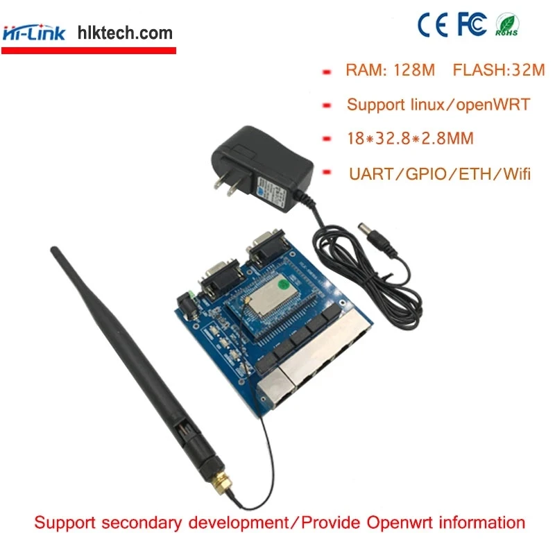 serijskega UART wifi brezžični mt7688 modul RAM128m flash 32 MILIJONOV Ethernetni Usmerjevalnik Modul HLK-7688A openwrt