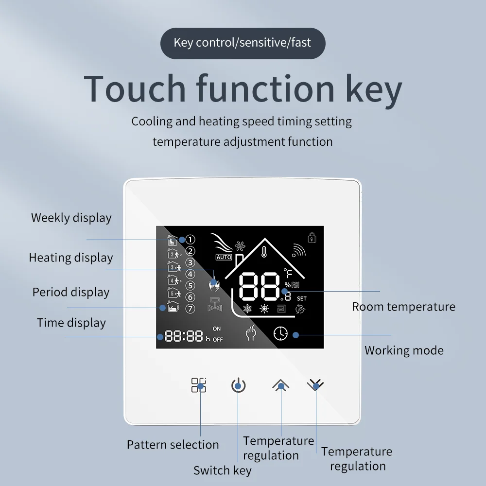 Smart WIFI Thermostatic Krmilnik Tedensko Programiranje Podporo LCD-Zaslon na Dotik Tal Ogrevanje Temperaturni Regulator