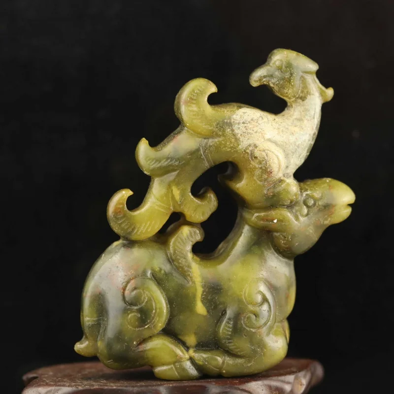Stari Kitajski Naravnih Jade Strani klada zmaj phoenix obesek d1