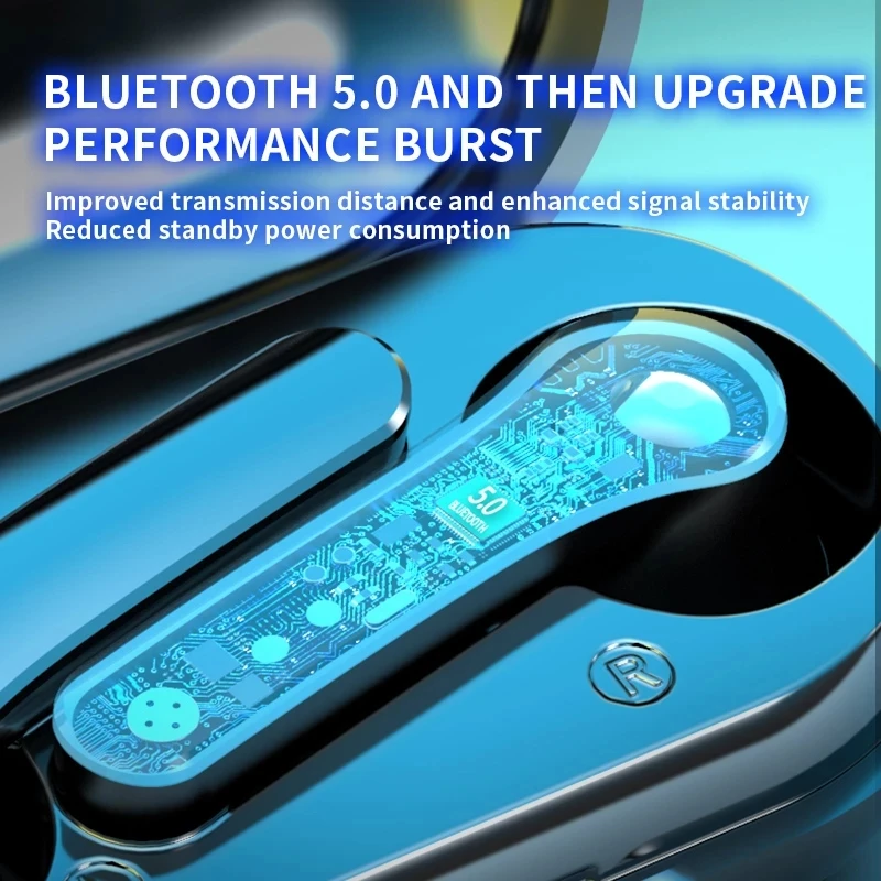 Visoka Kakovost Semi-in-ear Slušalke Led Modra Svetloba Zaslon S Polnjenjem Polje Prenosne Slušalke bluetooth, združljiva 5.0 Slušalke