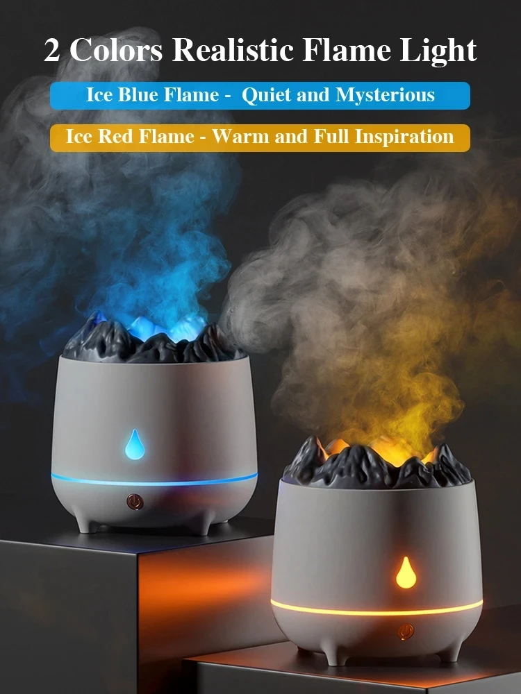 Vulkan Vlažilnik Modri Plamen Ognja Okolja Aromo Difuzor, Eterična Olja, Parfumi, Dišave za Dom Vonj Megle Spayer USB 400ml
