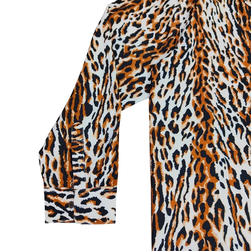 WACKO MARIA MAJICA Jesen/Zima Nove Klasične Leopard Print Majica Havajih Dolg Rokav Visoke Kakovosti za Moške in Ženske 1:1