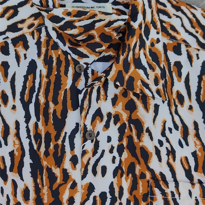 WACKO MARIA MAJICA Jesen/Zima Nove Klasične Leopard Print Majica Havajih Dolg Rokav Visoke Kakovosti za Moške in Ženske 1:1