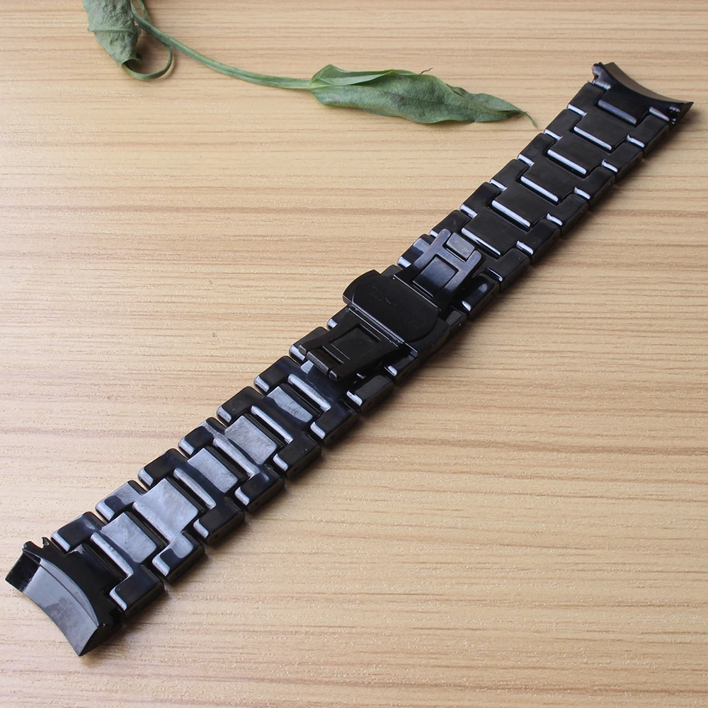 Watchbands Keramična črna Nerjaveče Jeklo Ukrivljen koncu Razredi Zamenjava za Samsung Meje Pametno Gledati Zapestnica 22mm Posebne Nove