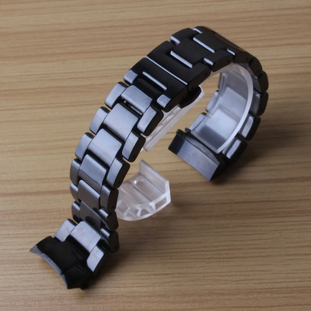 Watchbands Keramična črna Nerjaveče Jeklo Ukrivljen koncu Razredi Zamenjava za Samsung Meje Pametno Gledati Zapestnica 22mm Posebne Nove