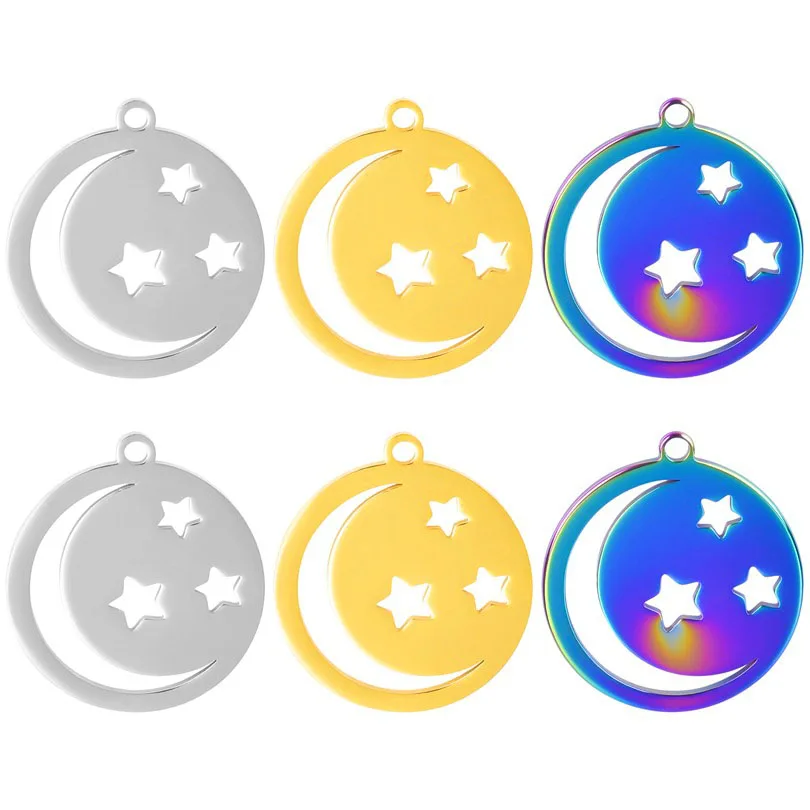 WZNB 5Pcs Votlih Luna Star čarobne gumbe za Nakit, Izdelava Krog Obesek Diy Uhan Keychain Ogrlica Obrti Dodatki Potrebščine