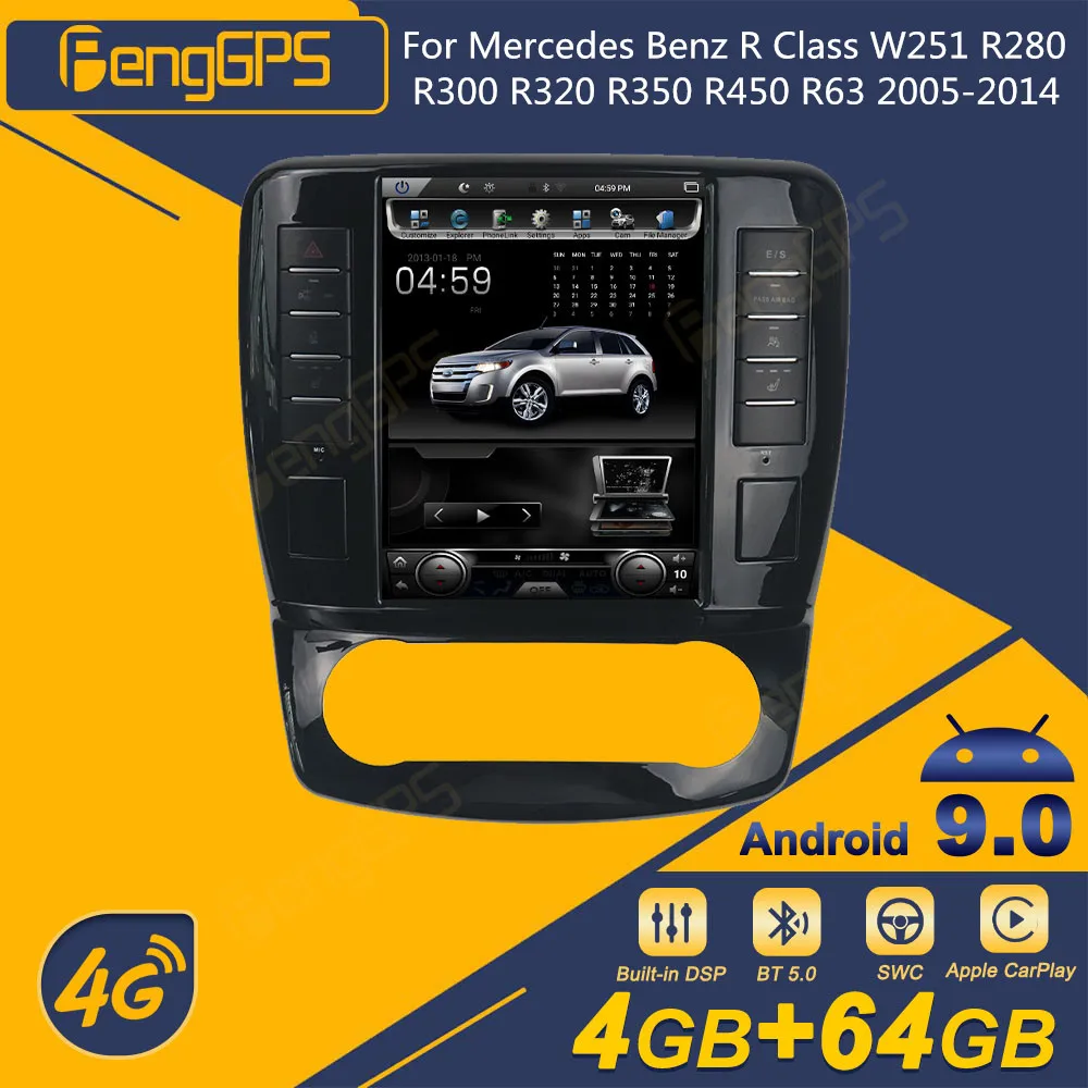 Za Mercedes Benz R Razred W251 R280 R300 R320 R350 R450 R63 2005-2014 Android Avto Radio Tesla Zaslon Stereo Sprejemnik Autoradio