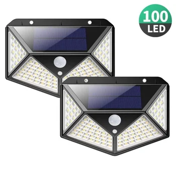 1/2Pcs 100 LED Sončne Energije Steno Svetlobni Senzor Gibanja Vodotesen IP65 Zunanja Vrtna Svetilka Dekoracijo Ulične Luči