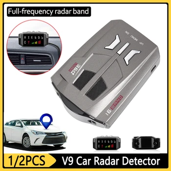 1/2pcs V9 Radar Detektor za Avtomobile z angleščino ruska Različica Glasovni Poziv Hitrost Vozila Auto Hitrost vozila Alarmni Sistem