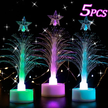 1/5Pcs LED Pisane svjetlovodni Božično Drevo Baterije Pisane Mini Flash Božično Drevo Noč Svetlobni Okraski Romantično Darilo