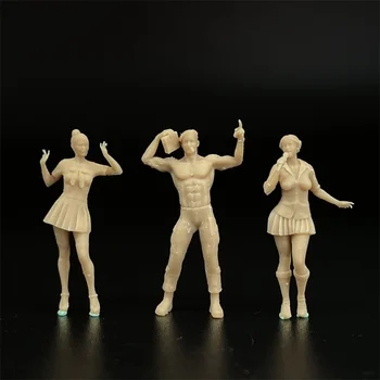 1/64 Obsega Smolo Model Stojalo Predstavljajo Ples 3 Številke Dioramas Unpainted Miniaturne Figurice Zbirka