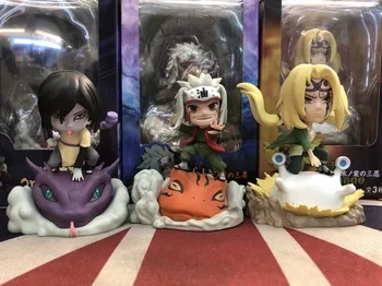 10 cm Anime Naruto Shippuden Dejanje Slika Tsunade Jiraiya Orochimaru Menjati Face Kawaii Pvc Zbirateljske Model Igrača Otrok Darilo