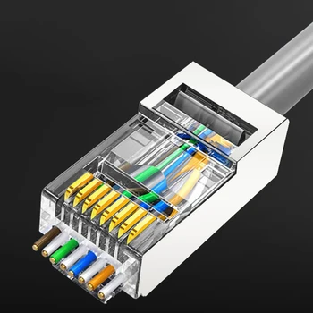 100 kozarcev Ethernet Kabel Glavi pozlačeni priključki RJ45 CAT6 Priključek za Omrežje UTP 8P8C Crimp Koncu Gigabit Network Crimp Crystal Head