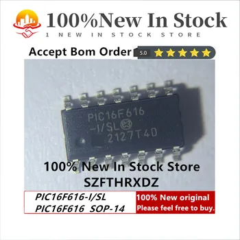 100% NOV ORIGINAL PIC16F616-I/SL SOP-16 PIC16F616 SOP16 MCU 8-bitni PIC16 PIC RISC 3.5 KB Flash 2.5 V/3.3 V/5V Avtomobilske 14-Pin
