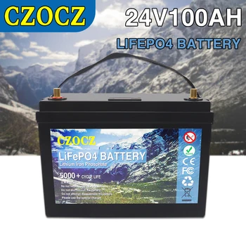 12V 24V LiFePO4 Baterije 400AH 100AH Vgrajen BMS Litij-Železo Fosfat Celic 5000 Ciklov Za RV Avtodomi Golf Voziček Sončne +Polnilec