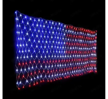 1Set 420 LED Zastavo Neto Lučka Ameriški Niz Luči Za Dan Neodvisnosti Ameriško Zastavo String Niz Luči Božič 50 Luči