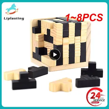1~8PCS Creative 3D Lesene Kocke, Sestavljanke Ming Luban Pomična Izobraževalne Igrače Za Otroke, Otroci Možganov Teaser Zgodnje Učenje Igrače