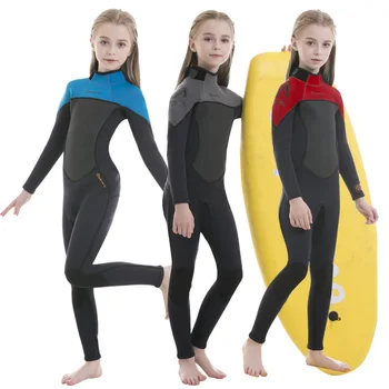 2,5 mm Telo obleko dekleta in fantje Neoprenske kopalke, surf dolgo oplaščeni mokra obleka Otroci kopalke