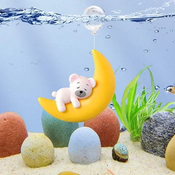 2 Kos Fish Tank Float Dobave Ribiška Odlikovanja Mini Akvarij Plava Luna Smolo Okras Miniature