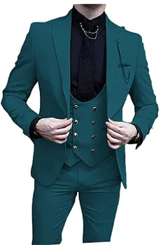 2023 Olje Zeleno Poroko Mens Obleko Za Ženina Tuxedos Slim Fit Prom Stranka Po Meri Moške Obleke 3 Kos Suknjič Hlače Telovnik Moški Oblačila