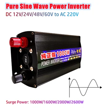 220V Izhodna Pure Sine Wave Inverter 12V 24V 48V 60V Na AC 220V Napetost Pretvornika Val 1000W 1600W 2000W 2600W Sončne Uporabo na Prostem