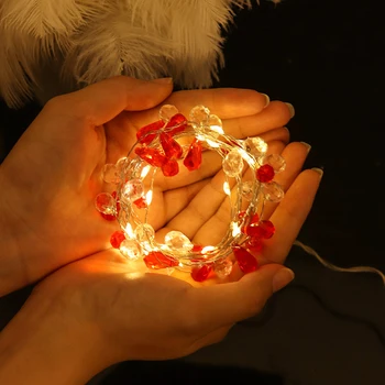 2m LED Niz Lahka Baterija Napaja Kristalno Gem Garland Okraski Doma Dekoracijo Božič Wedding Party Počitnice Razsvetljavo