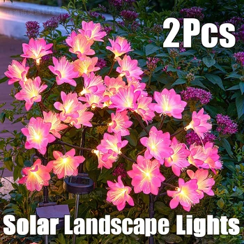 2Pcs LED na Prostem Sončne Energije Luči Simulacije Huashan Čaj Cvet Nepremočljiva Krajine Vrtovi Travnik Dvorišče Dekoracija Žarnice