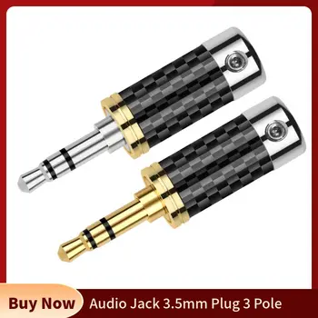 3 Pole 3.5 mm Jack Priključek za Slušalke 3.5 Vtič iz Ogljikovih Vlaken Lupini Za Spajkanje Hi-fi Slušalke Slušalke Kabel zabavna Elektronika