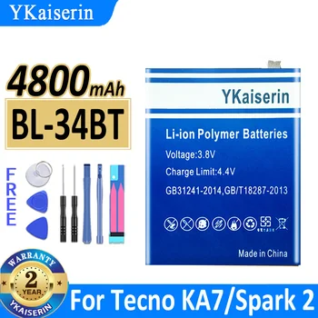 4800mAh YKaiserin Baterijo BL-34BT BL34BT Za Tecno KA7/Iskra 2 Spark2 Mobilnega Telefona, Baterije