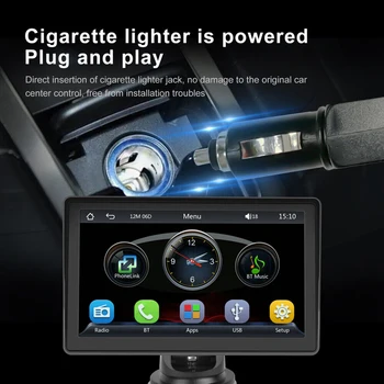 7 Palčni MP5 Predvajalnik, Zaslon na Dotik, Brezžično Carplay Android Auto Prenosni Avto Stereo Bluetooth, združljiva Mirrorlink Obračalni Video
