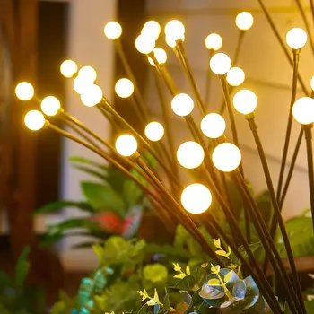 8 LED Sončne Vrtne Luči Pogon Firefly Luči na Prostem Nepremočljiva Živahno Vrtne Luči za Teras Poti Dekoracijo,Toplo