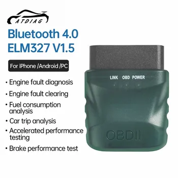 ATDIAG ELM327 V1.5 OBD2 Optičnega Bluetooth 4.0 OBD 2 Avtomobila Diagnostično Orodje za IOS, Android, PC BREST 327 Optičnega OBDII Reader