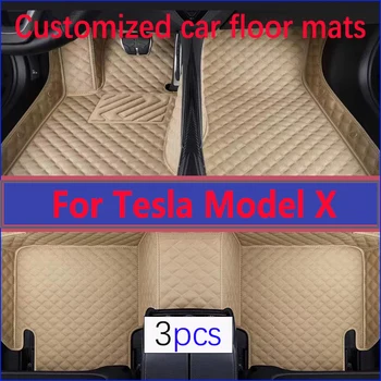Avto Preproge Za Tesla Model X 7 Sedež 2015~2022 Celoten Sklop Luksuzni Preproge Preprogo Anti Umazanijo Pad Usnje Mat Avto Dodatki Tapete Carro